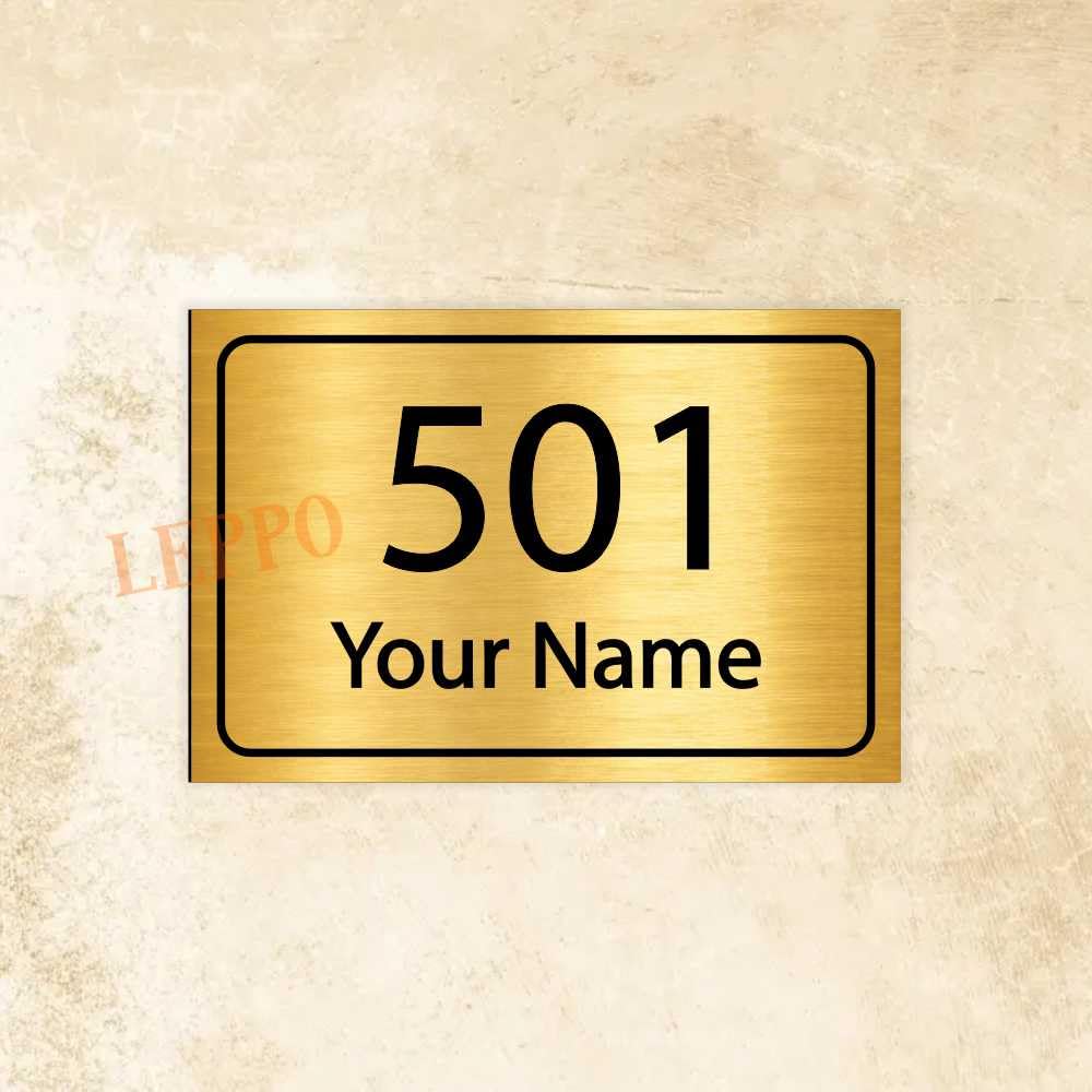 LEPPO Customized Acrylic Name Plate | Personalized House Number Sign for Home & Office | Modern, Weatherproof Self-Adhesive | Flat/Apartment/Hotel Door Sign Nameplate (Size 4.5 x 7 inch, NP_326) (Golden)-image-37