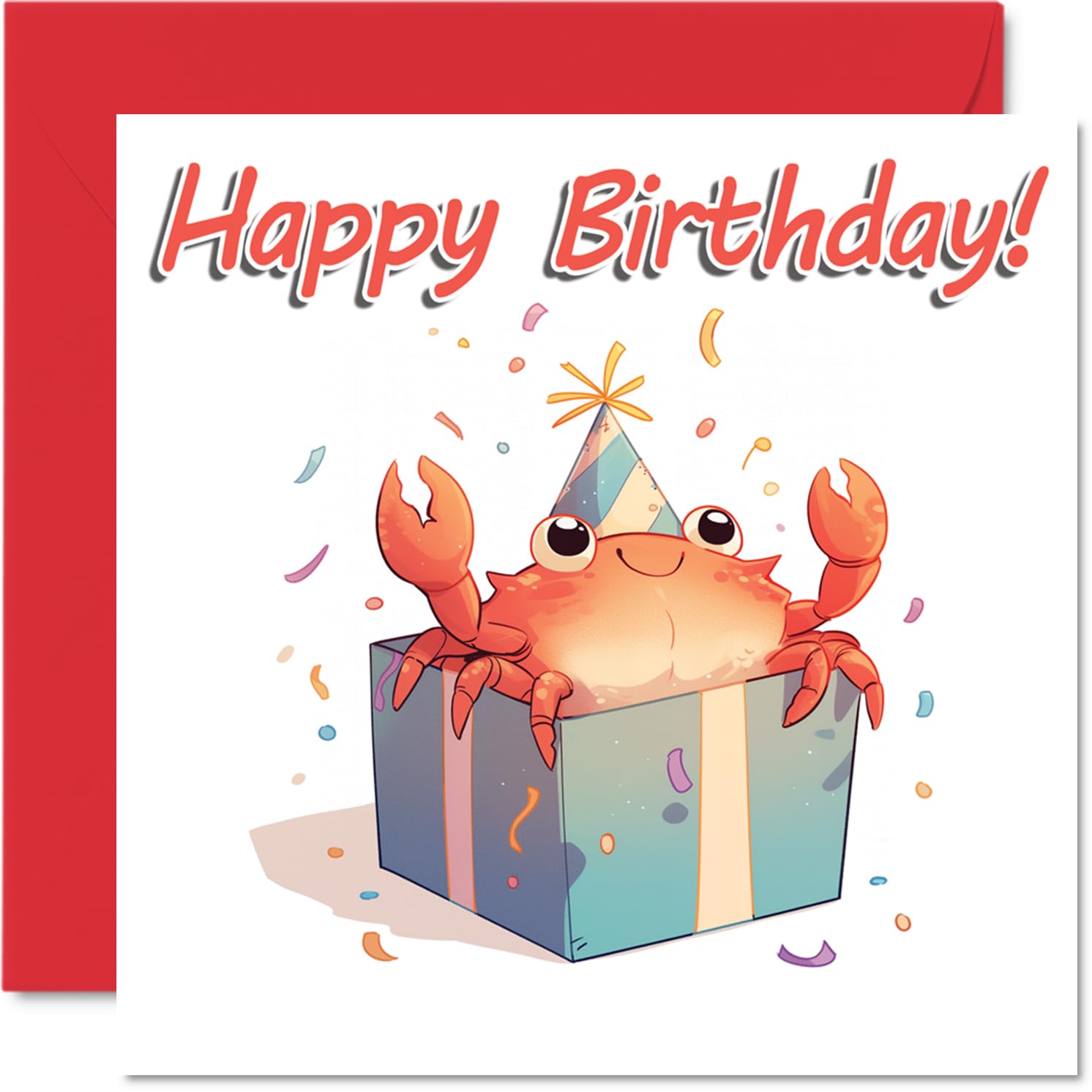 Crab Birthday Cards - Animal Gifts - Happy Birthday Card for Son Daughter Brother Sister Grandson Granddaughter Niece Nephew Cousin, 145mm x 145mm Bday Greeting Cards