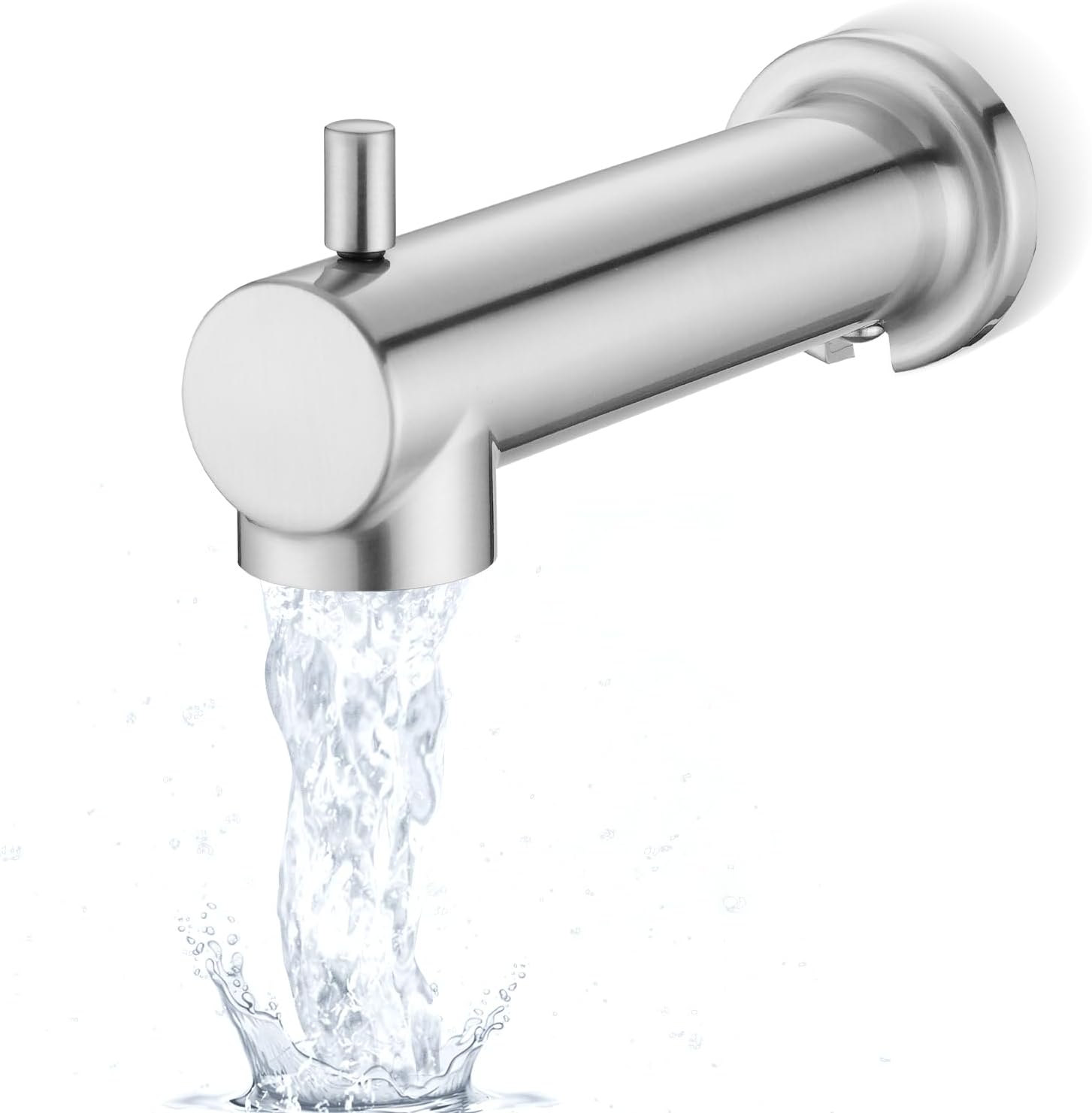 Slip on Extra Long Tub Spout with Diverter Universal Tub Diverter Spout for 1/2" Copper Water Pipe, Brushed Nickel