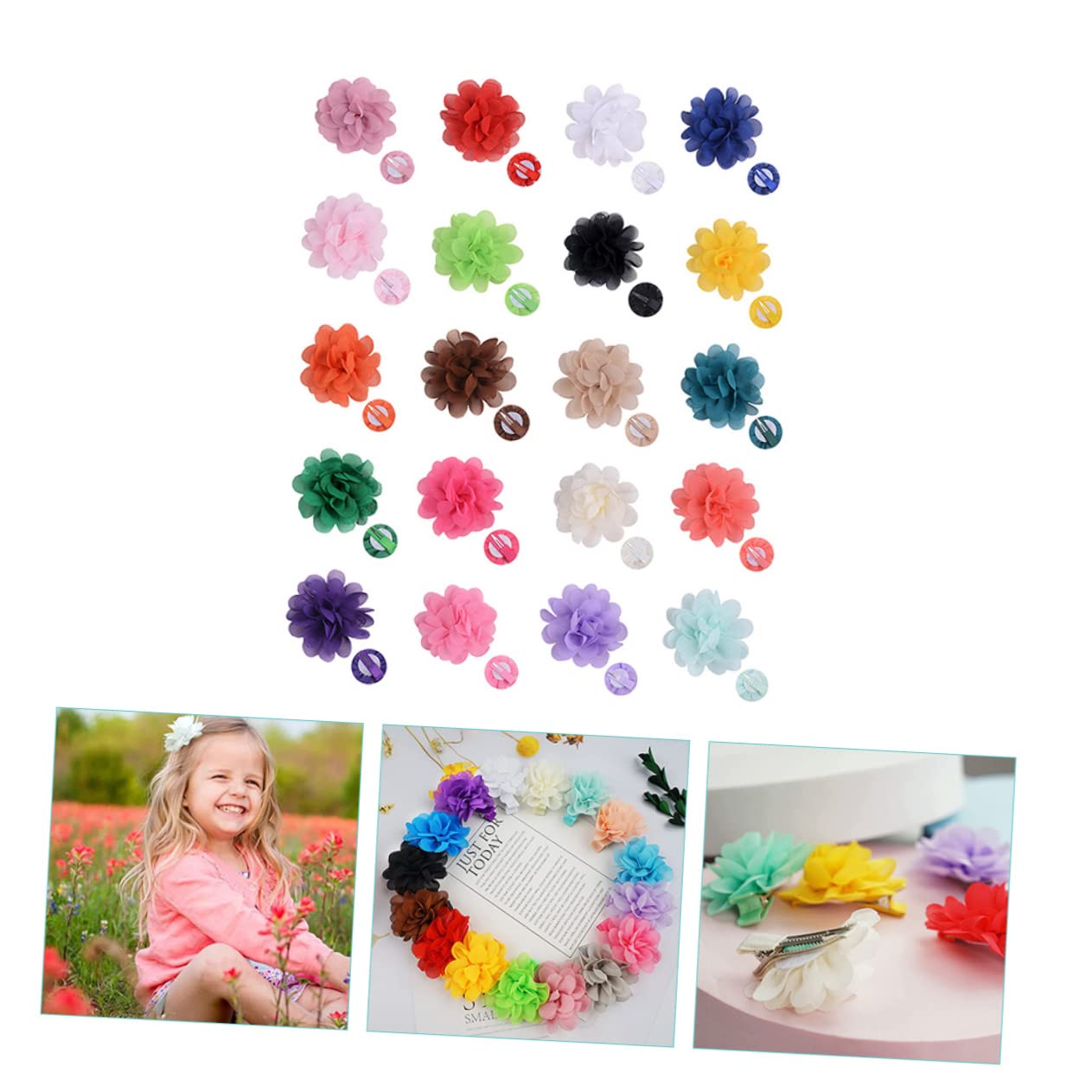 TOYANDONA 60pezzi Pz Chiffon Flower Hair Clips Per Bambine Fermagli Colorati Per Accessori Per Feste e Occasioni Speciali Adatti Ragazzo Ragazza e Ragazze Facili Da Applicare Su