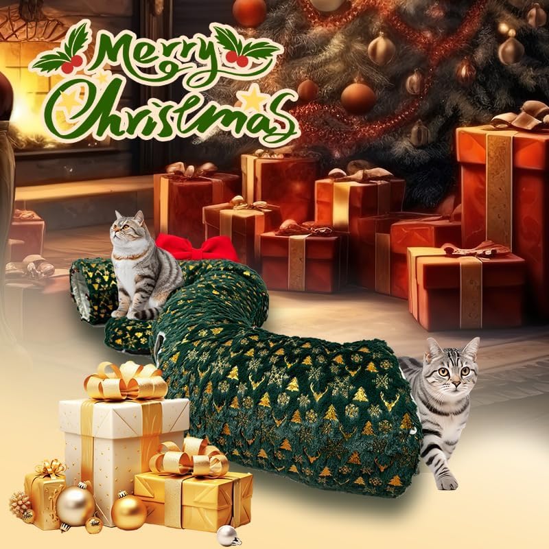Tunnel de chat pour arbre de Noël en forme de jupe festive