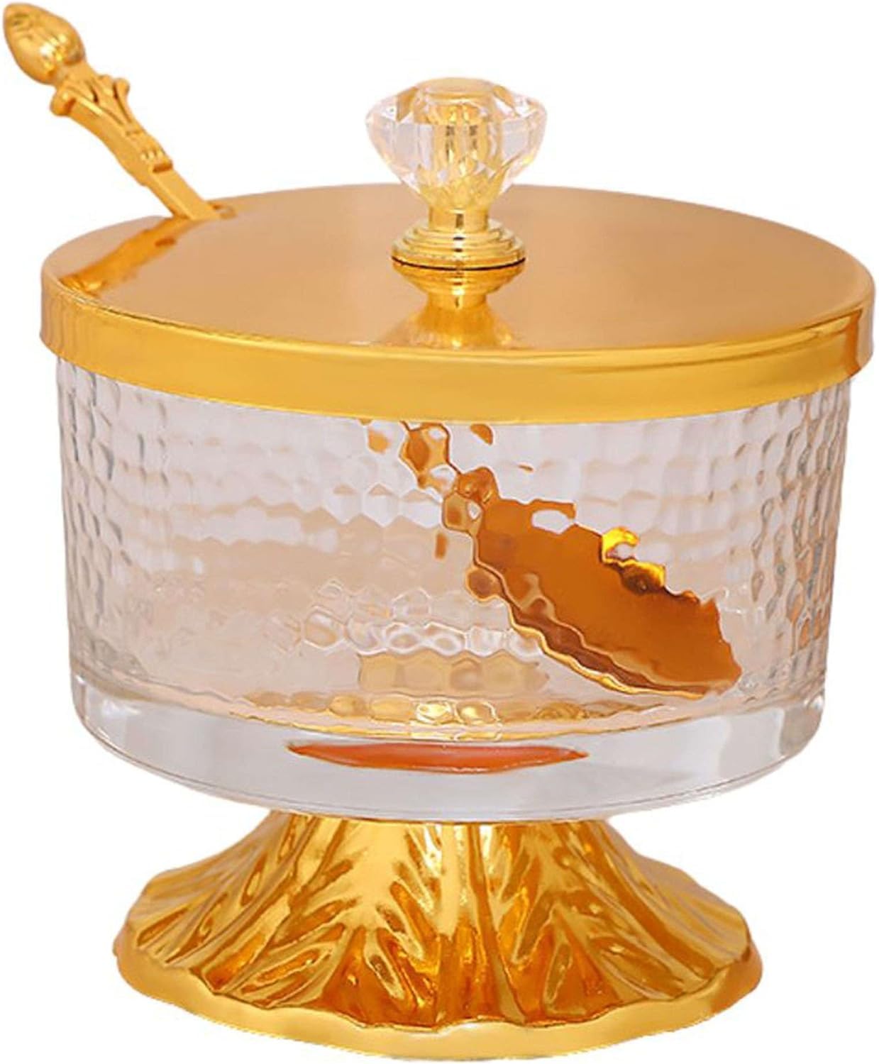 SBZIOJHDR ceramic tea jar, Glass Storage Jars - European Sugar Jar With Lid And Spoon, Home Kitchen For Spice Snacks Candy Cookies Seasoning-mirror-10 * 10 8cm(Hammer Pattern)