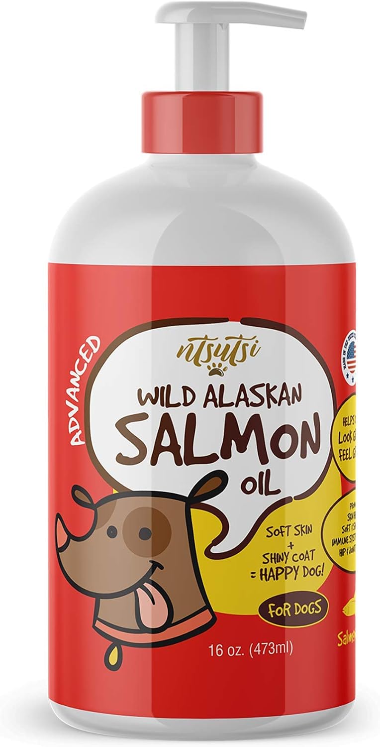 Salmon Oil for Dogs & Cats - Pure Wild Alaskan Salmon Oil For Dogs 16 oz - Omega 3 & 6 Food Supplement for Dry Itchy Skin, Shedding,…