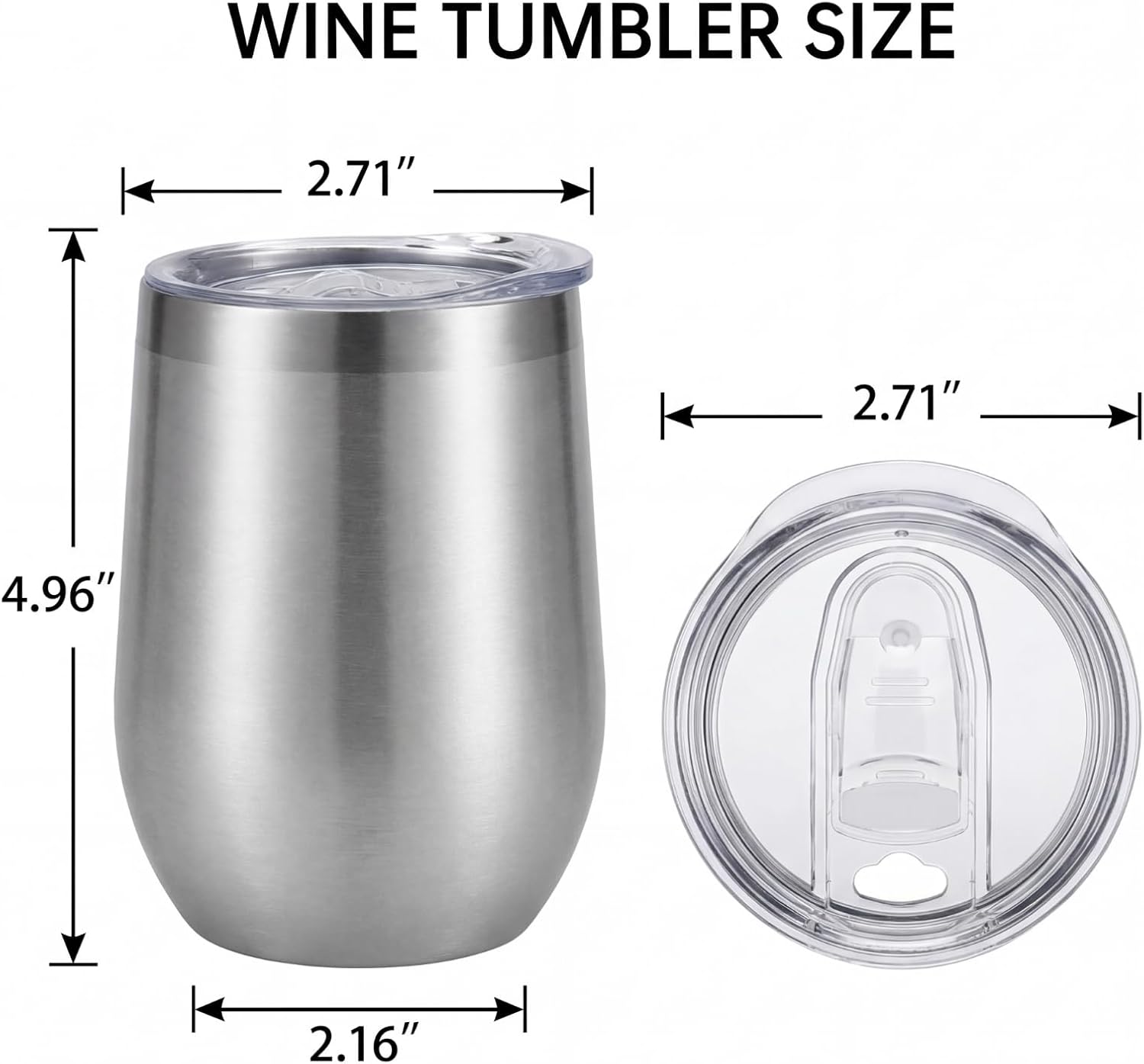 Skylety 2 Pcs 12 oz Insulated Wine Tumbler with Lid, Double Wall Vacuum Stainless Steel Cups for Wine, Coffee, Cocktails, Insulated Travel Mug for Cold & Hot Drinks (Rose Gold, Silver) image 2