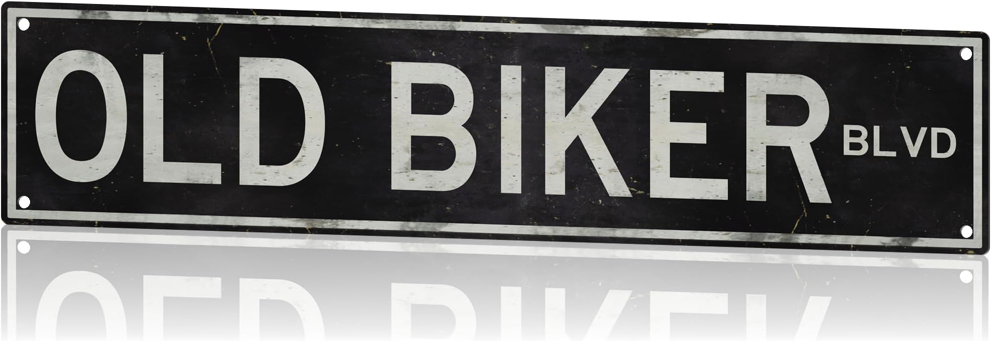Old Biker Blvd Metal Sign 18x4 Inch - Embossed Retro Motorcycle Wall Decor and Man Cave Art - Weathered Rustic Vintage Sign for Home, Garage, or Bar - Cool Motorcycle Enthusiast Gift