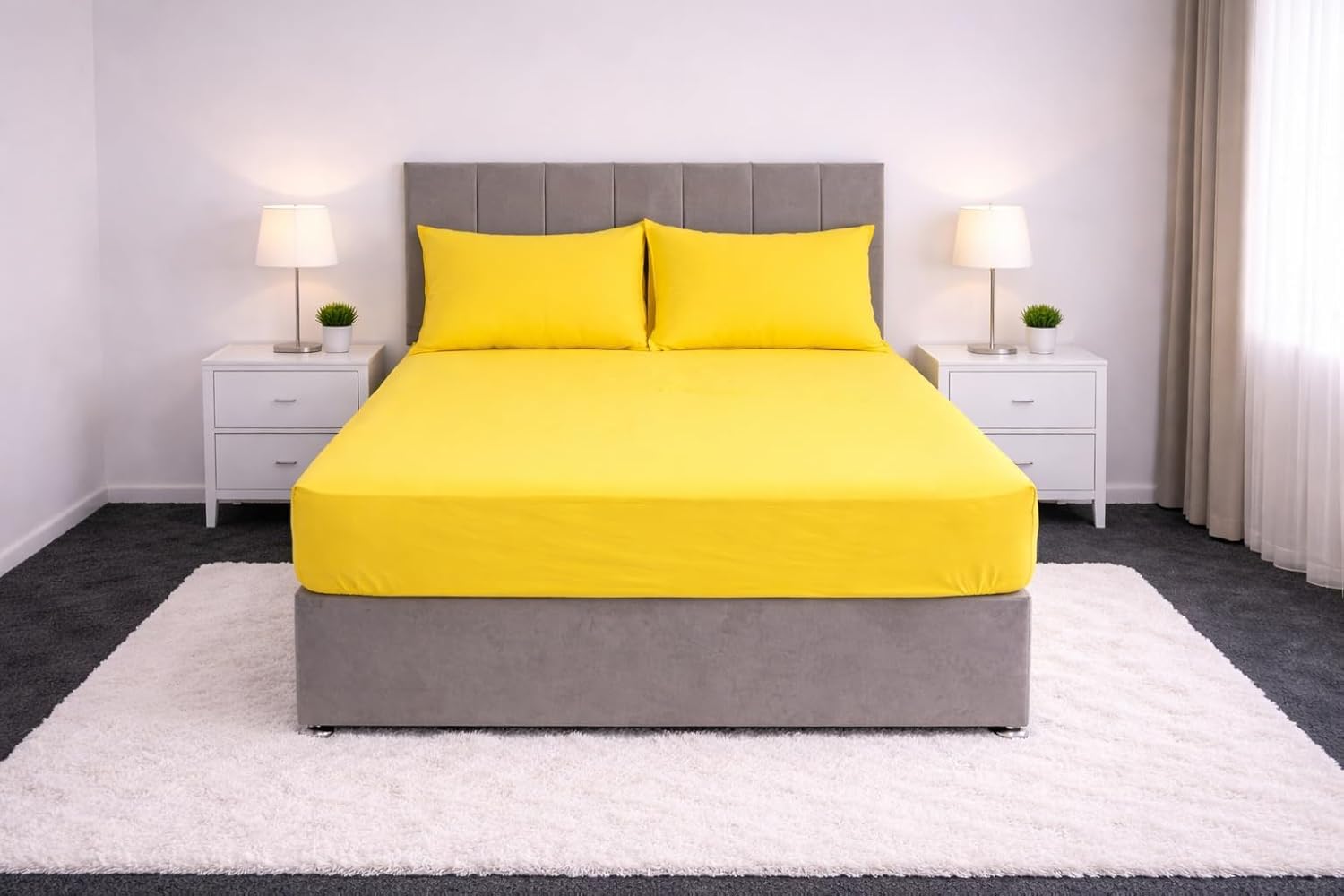 Arlinens Mustard Plain Dyed Fitted Sheets In Following Colours And Sizes (Super King, )