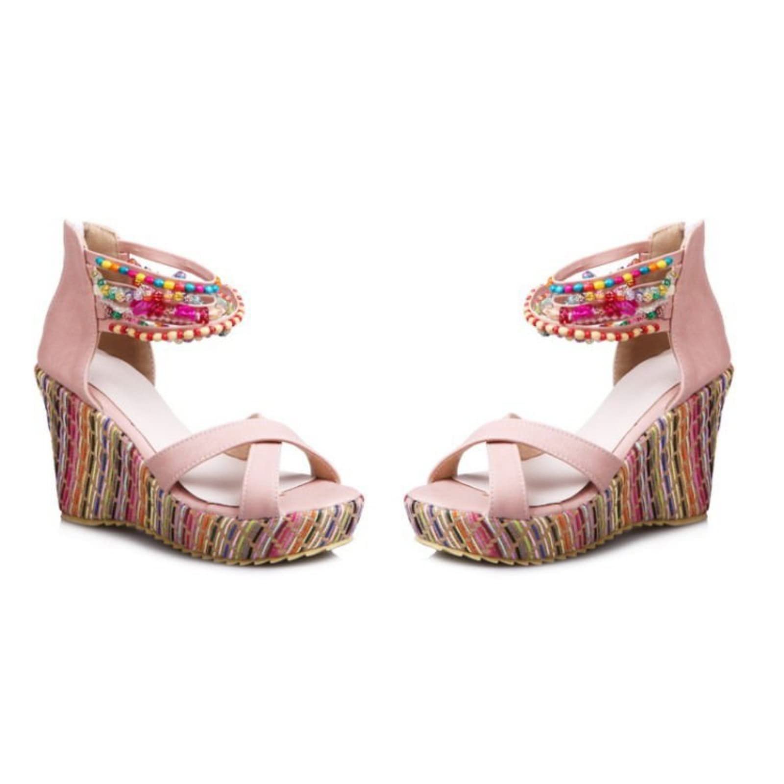 Sandalias De Verano Para Mujer, Nuevo Modelo, Zapatos Cuña Con Cuentas Estilo Bohemio Mujer Corcho Zapatillas Fascitis Plantar Vestir Comodas Calzado Ortopedico Sandalia Comodos Cuñas