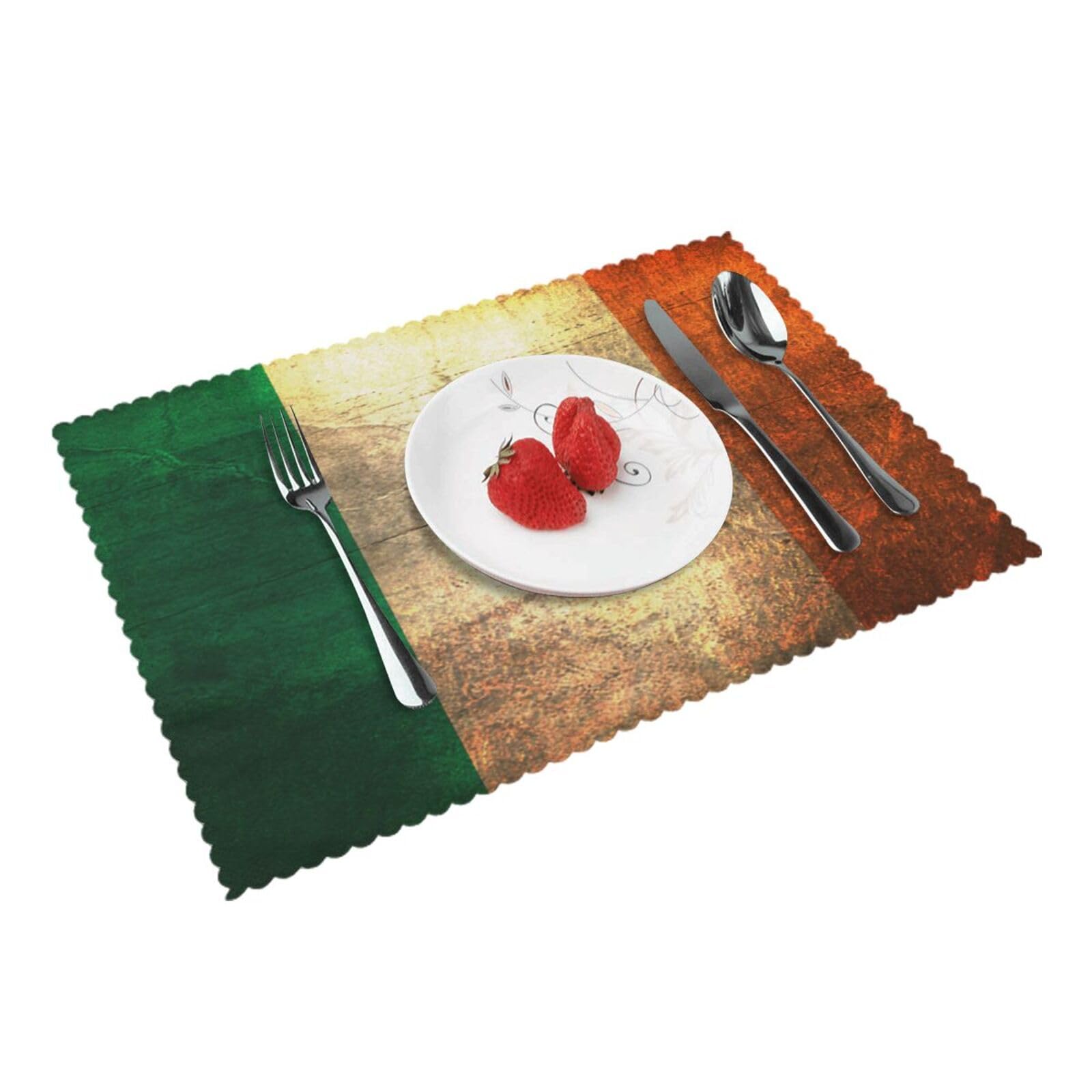 Irish Flag Printed Placemats Set of 4 PCS Washable Placemat for Kitchen Table Heat-resistant Table Mats 45x30 CM