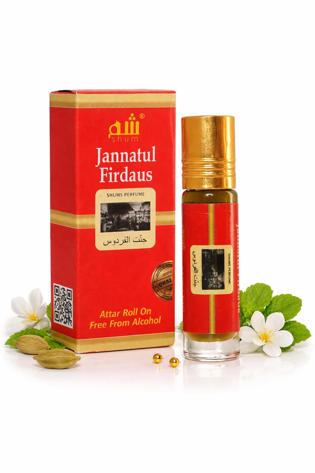 Shum Jannatul Firdaus Attar 8ml Roll-On | Long Lasting Alcohol-Free Perfume Oil | Premium Floral Green Fragrance for Men & Women-image-41