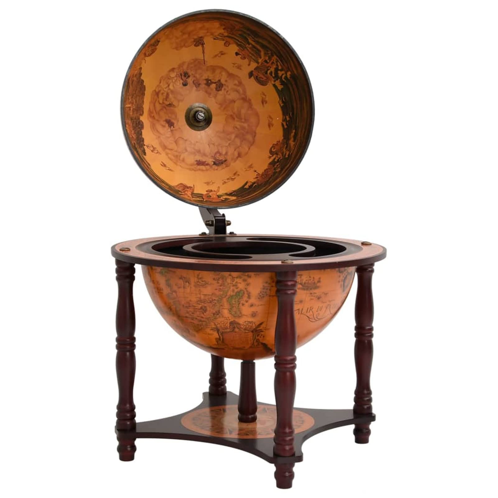 Homgoday Bar à Globo Porte-vin marron en bois massif d'eucalyptus, peu encombrant, armoire d'extérieur, mobilier d'extérieur pour salon, bureau, chambre à coucher, salle de bain
