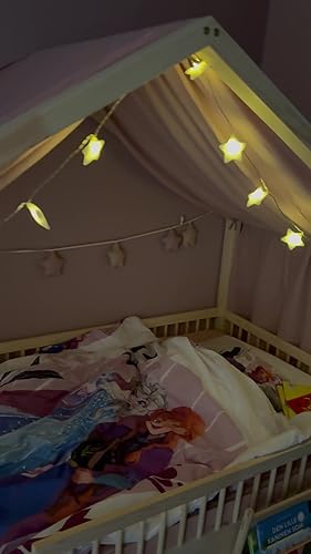lilimaus Hemelbedgordijn, geel, van mousseline van 100% katoen, handgemaakt, decoratief voor huisvormig bed voor meisjes en jongens, gordijn
