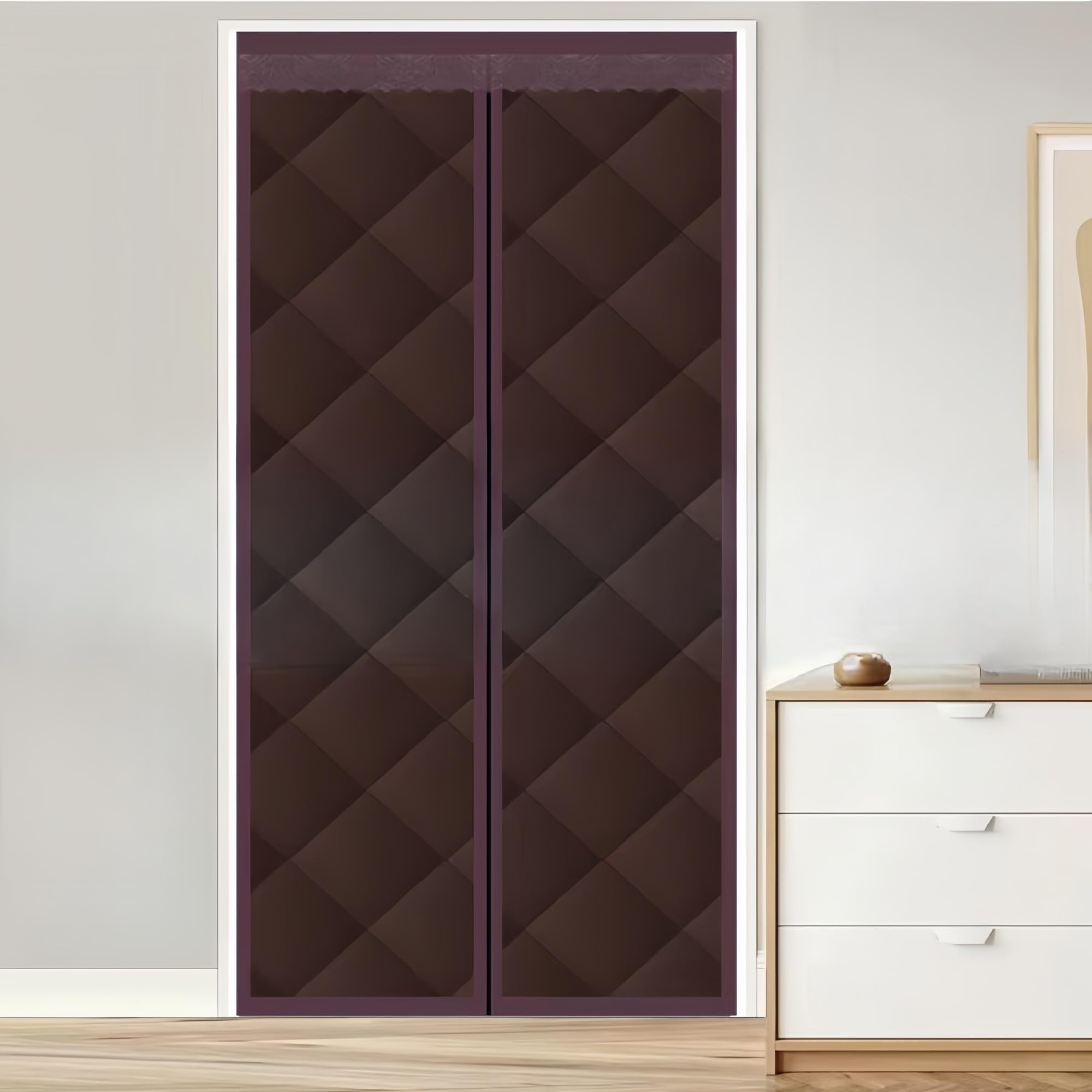 Magnetisch Thermo Türvorhang, Wärmeschutzvorhang für Türen, Wärmeschutzvorhang, magnetisches geräuschloses Öffnen und Schließen, geeignet für Schlafzimmer, Küchen, Einkaufszentren usw.(B,90*200cm)