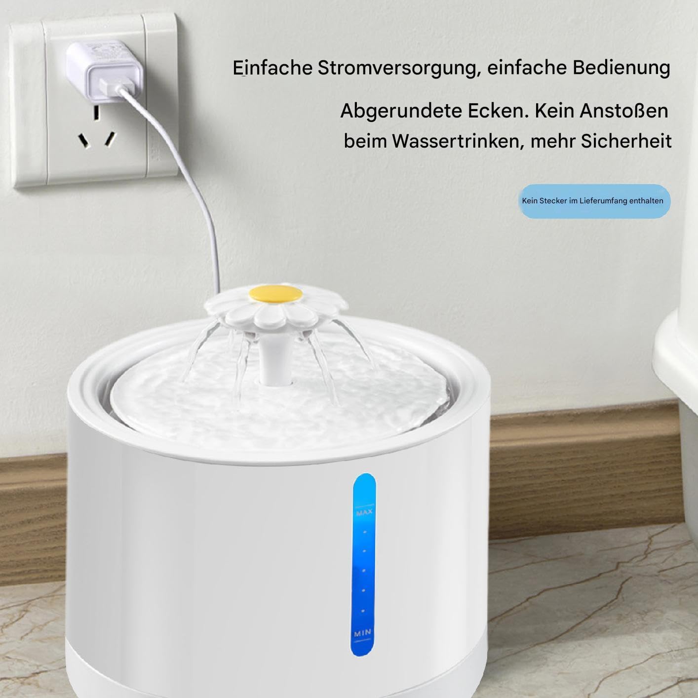 per gatti con dispenser d'acqua, ricaricabile, con automatica | 2 litri per abbeveratoio per gatti, ciotola per cani, gattini, fontana automatica per gatti e
