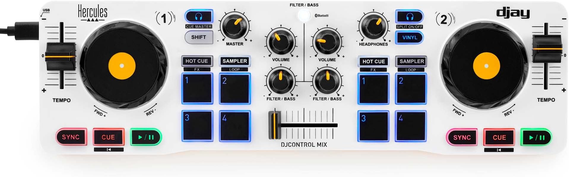 DJControl Mix – Compact DJ Controller with Built-In Soundcard, Performance Pads, and DJUCED Software for iOS & Android