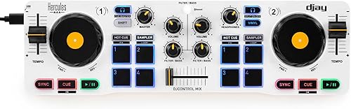Hercules DJControl Mix Controladora inalámbrica Bluetooth de DJ para smartphones iOS y Android aplicación dJay 2 cubiertas