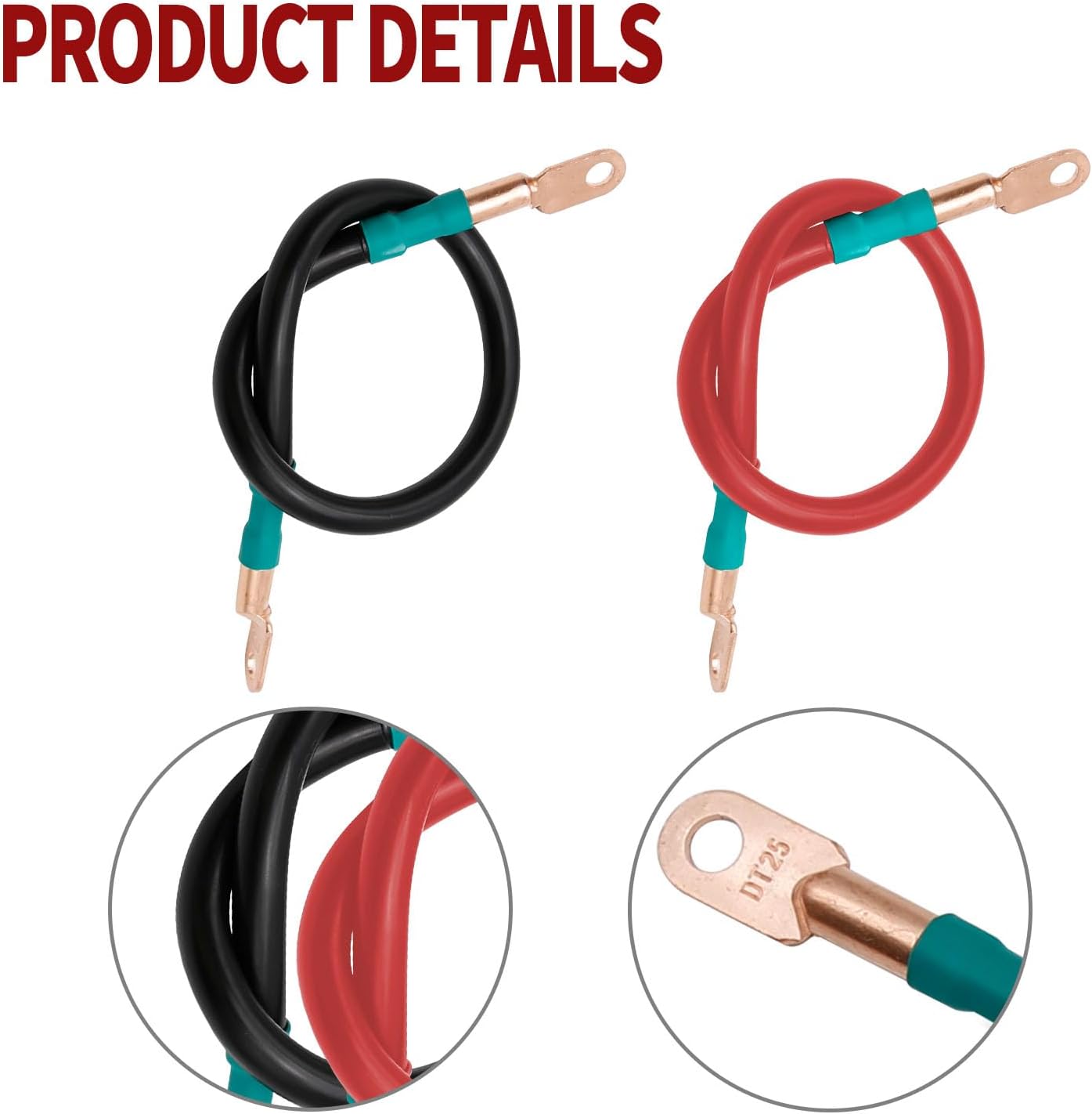 SYOWADA 36Ft Black Cable with 38Ft Red Cable Pure Copper Universal Battery Cable for Golf Carts Replacement for Yamaha EZGO Motor Battery Connection Cables