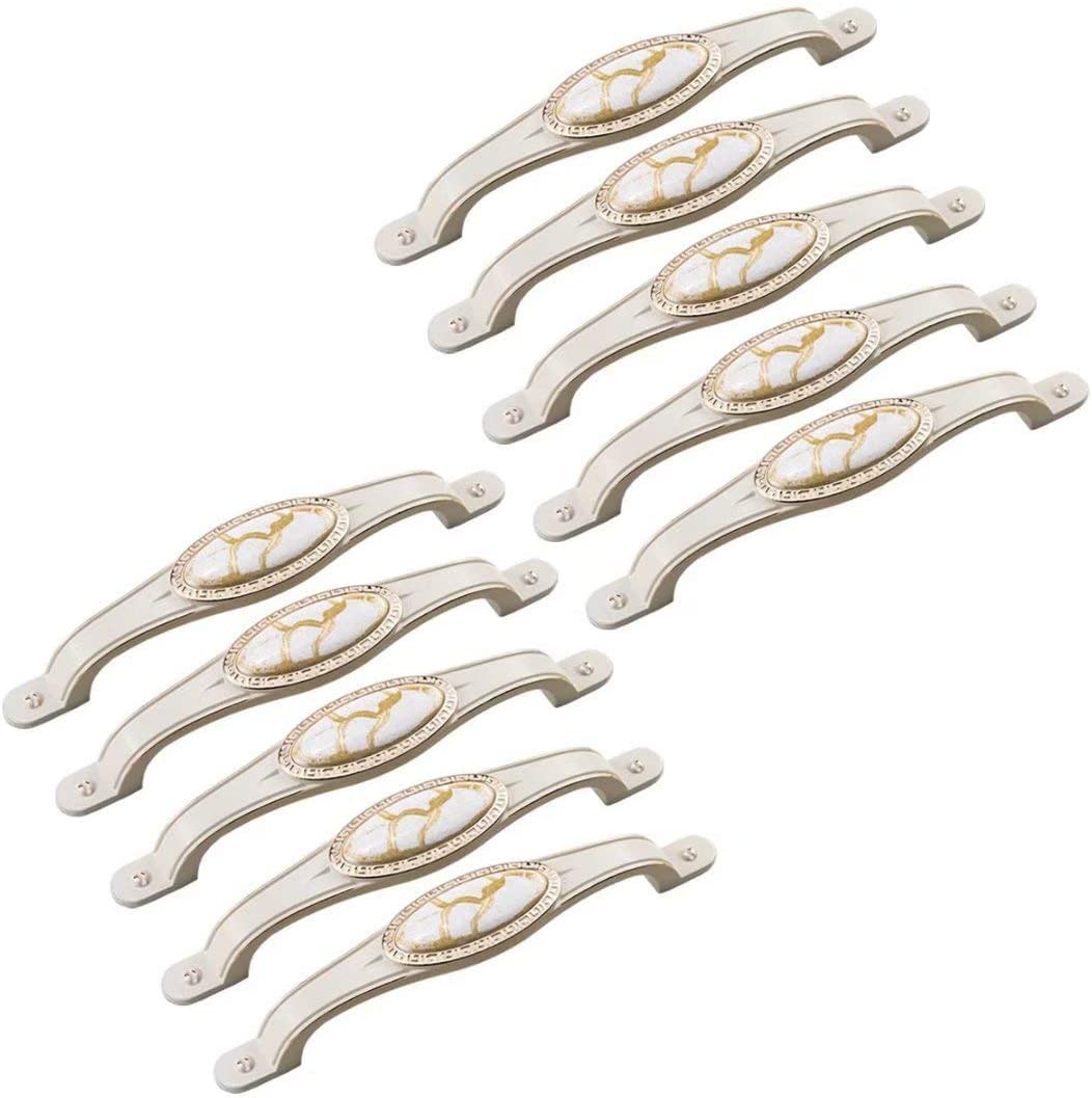 Uchwyt gałki, 10 szt. Moda europejska Meble Uchwyty do drzwi Wyciąga uchwyty szuflady Uchwyty Gałki Gałka komody Pull Nowoczesna kuchnia Ceramiczne gałki ze stopu cynku Uchwyty sprzętowe (Color : Ivo