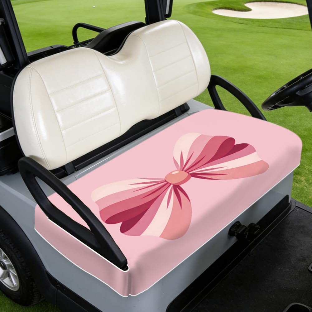 TNKBREEZE Pink Bow Golf Cart Seat Covers Bowknot Seat Towel Blanket for Most 2-Seater Breathable Washable Golf Cart Protect Cover for Men and Women 51x31inch