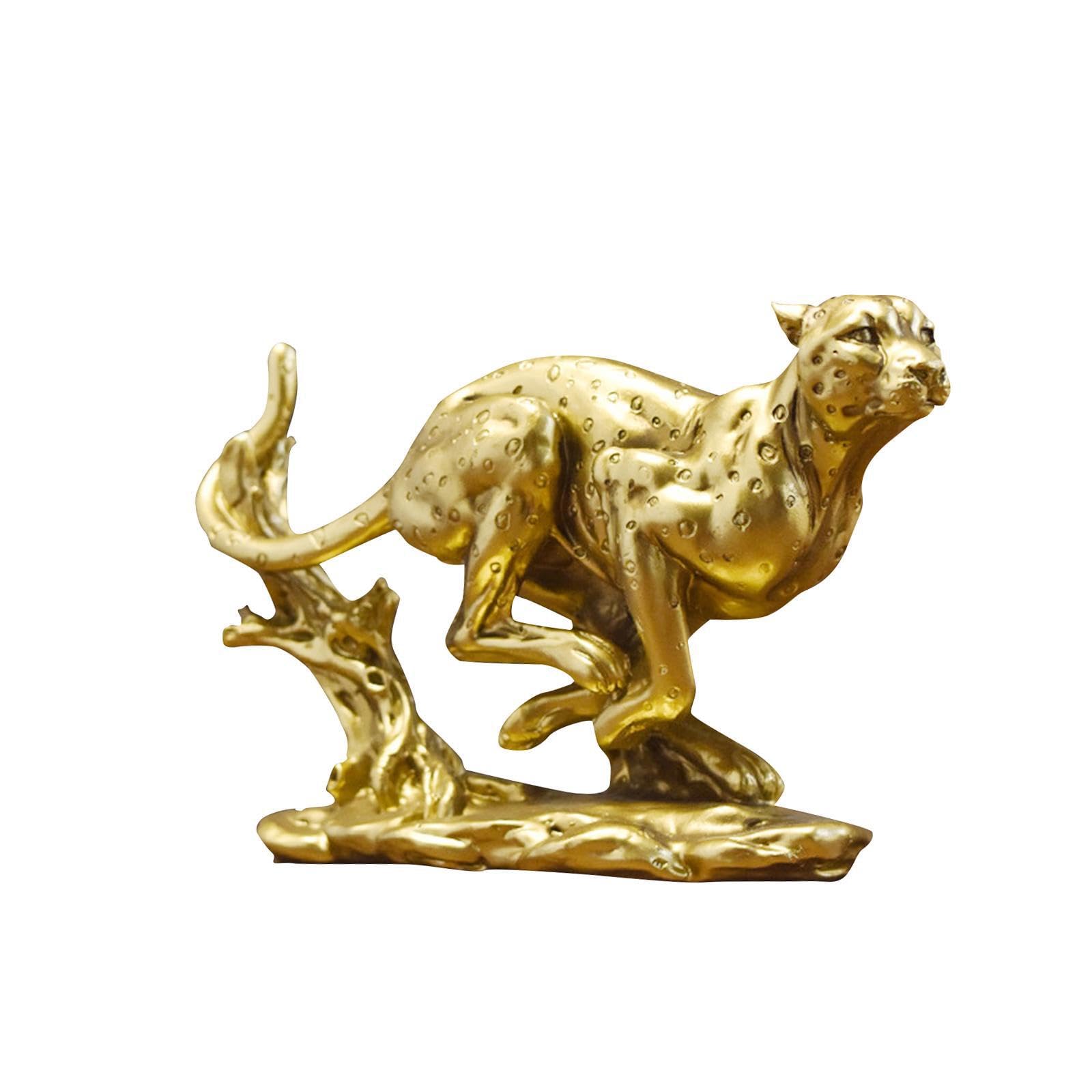Pixzcsa Small Leopard Sculpture Resin Craft Desk Ornament Figurine Living Room Decoration Gift Realistic Details Leopard Sculpture Figurine Animal Craft
