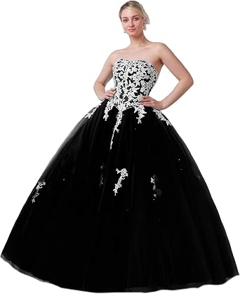 CharmingBridal Women Strapless Ball Gown Formal Prom Party Quinceanera Dress