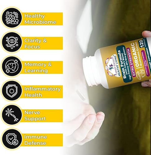 Miniatura 4 de Cancer Sciences - Suplementos cerebrales para la memoria y la concentración, suplemento de hongos para la salud cerebral de 1,500 mg para adultos y