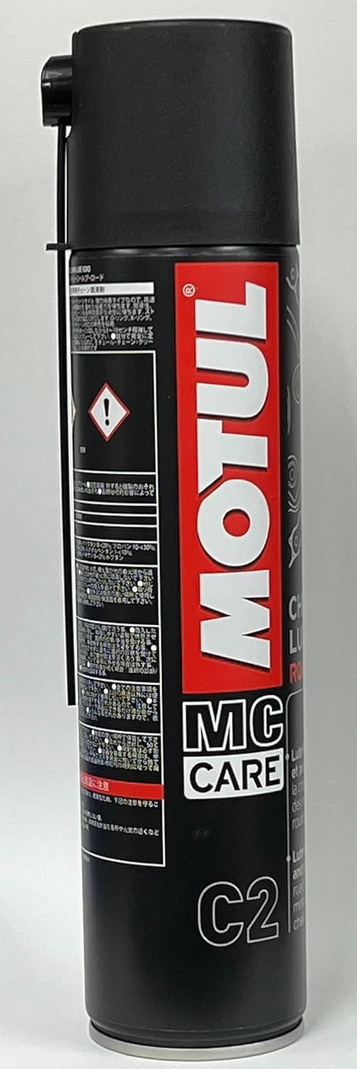 Motul Ketten-Sprühfett für Straßen-Motorräder, Farblos, Geeignet für O-Ring, X-Ring, Z-Ring Ketten, Hochgeschwindigkeitsfest, Wasser- und Salzbeständig, Rostschutz, MC Care Chain Lube Road C2, 400 ml