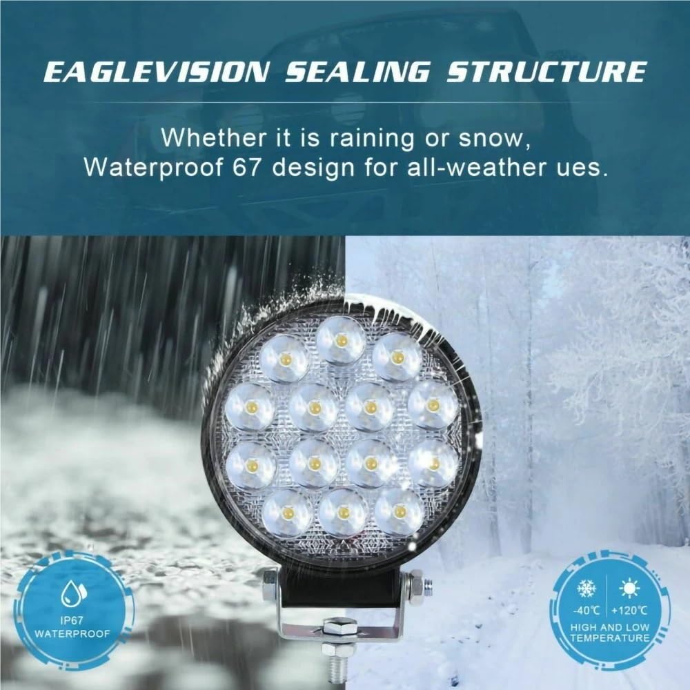 Foco de luz LED de obra redondo de 140W, lámpara de conducción for camión, Tractor, barco, SUV, UTE, 12/24V, 9000LM, 6000K, accesorios for coche, 2 uds.
