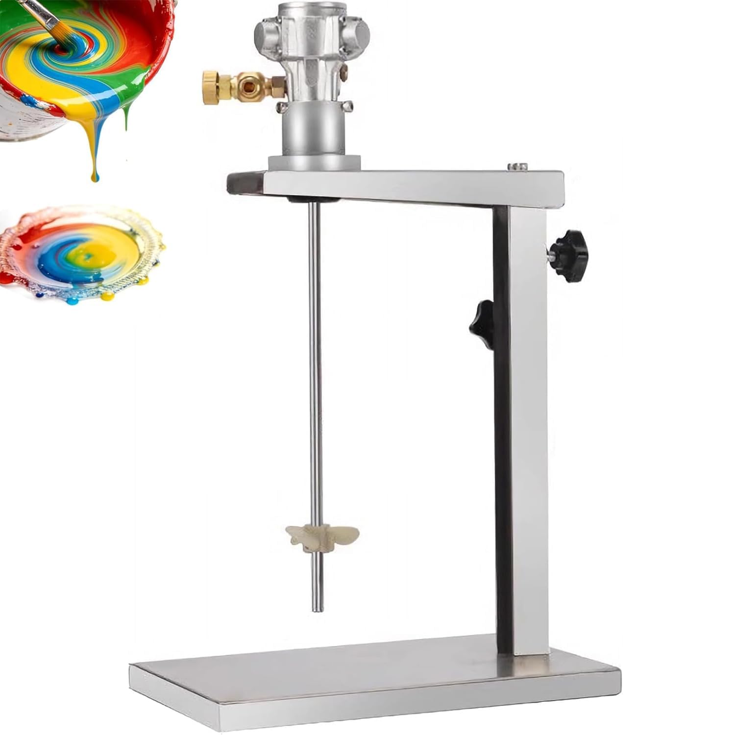 Agitador de barril de aire, mezclador de pintura neumático de 1 galón, soporte ajustable de altura manual, 50-3200 RPM, mezclador de cuchillas ABS para resina, adhesivo, tinte, productos químicos