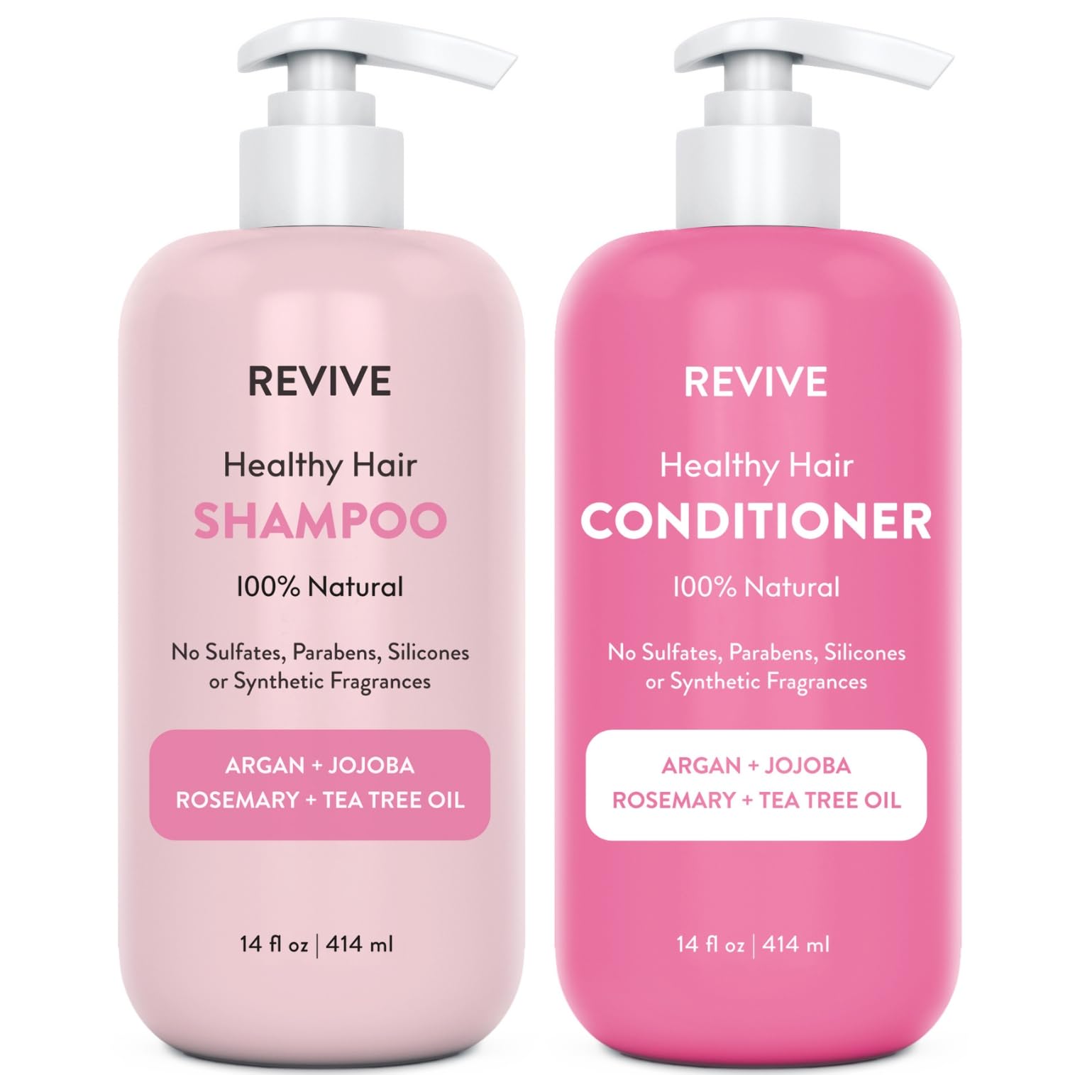 Healthy Hair Shampoo & Conditioner Set by REVIVEEO – Strengthening, Hydrating, Scalp-Nourishing, Biotin, Argan Oil
