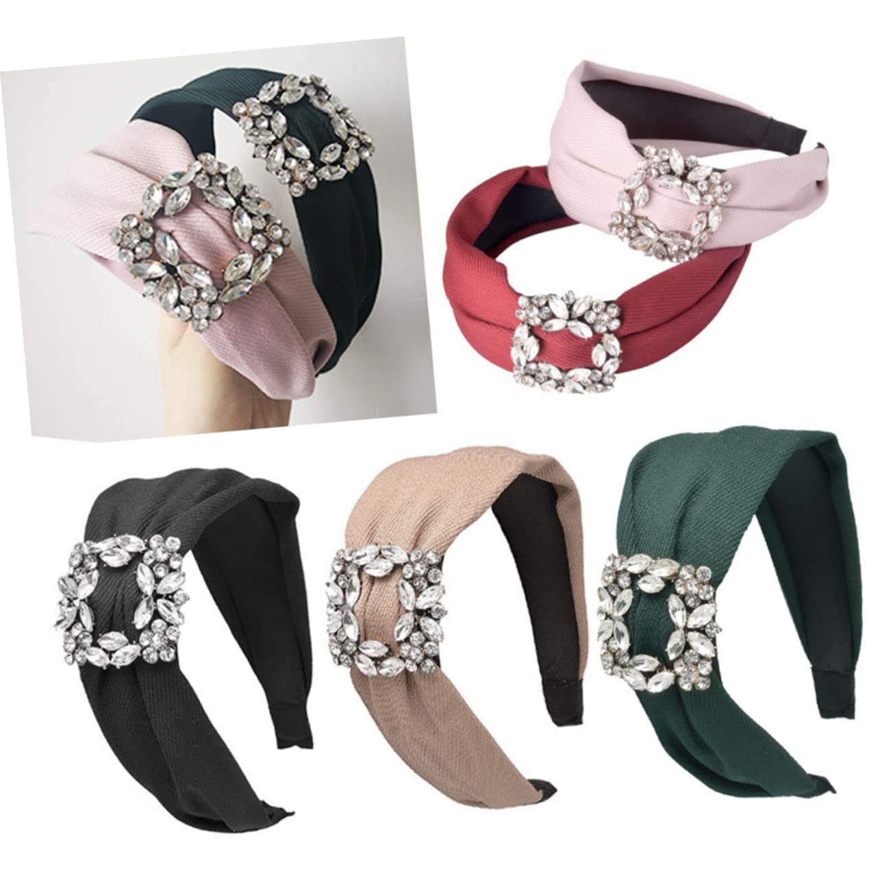 Ipetboom 3piezas Headband De Ancha Rhinestone Para Mujeres y Color Rojo Accesorio Elegante y