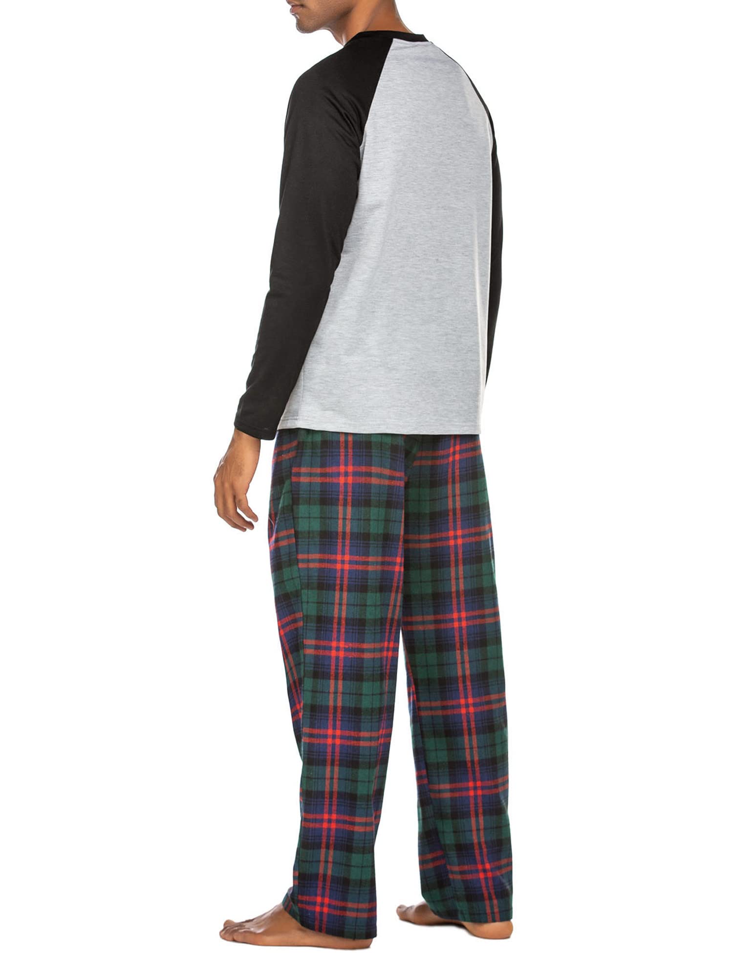 ADOME Pijama Hombre Conjunto de Pijamas Invierno Ropa de Dormir Manga Larga y Pantalones Larga Celosía, S-XXL