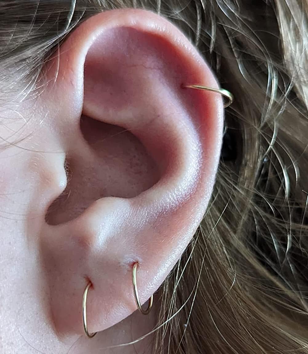 MODRSA 20g 16g Cartilage Earrings for Women Silver Gold Helix Piercing Jewelry Surgical Steel Hypoallergenic Flat Back Earrings Cartilage Hoop for Women Forward Helix Earring Tragus Jewelry Screw Back - Image 7