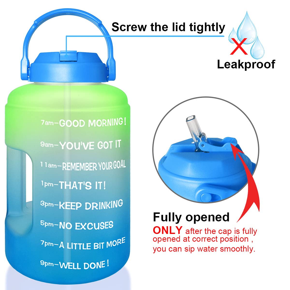 Sport Wasserbecher 2.5L 3.78L Kunststoff breit Mund Gallone Wasserflaschen mit Strohsport Fitness Tourismus Fitnessstudio Reisekugeln Telefonständer