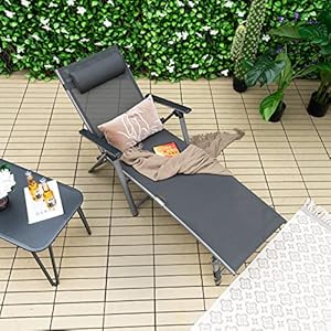 Tangkula outdoor aluminum chaise lounge chair patio folding chaise with 8 back and 2 leg adjustable positions lounge recliner with quick drying fabric for poolside backyard beach  urban country home decor
