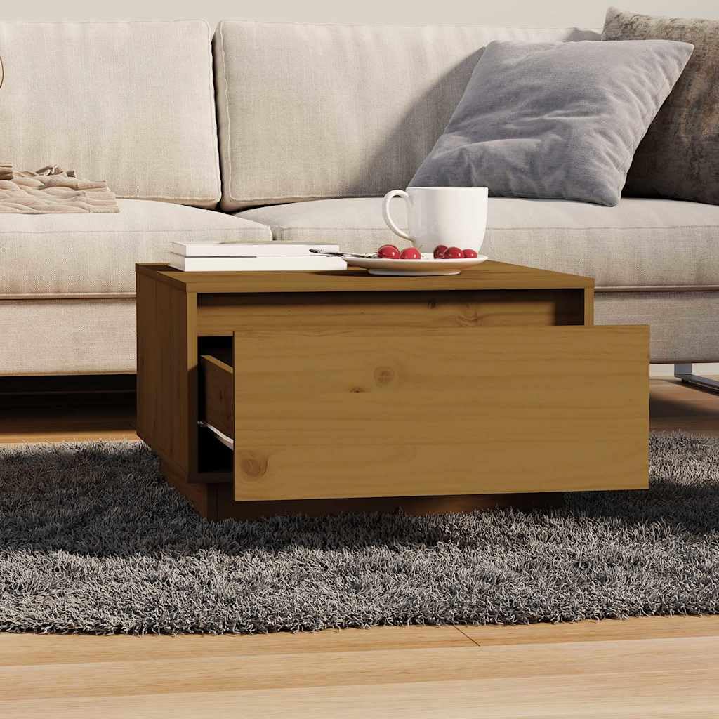 Tavolino da salotto marrone miele, 55 x 56 x 32 cm, in legno di