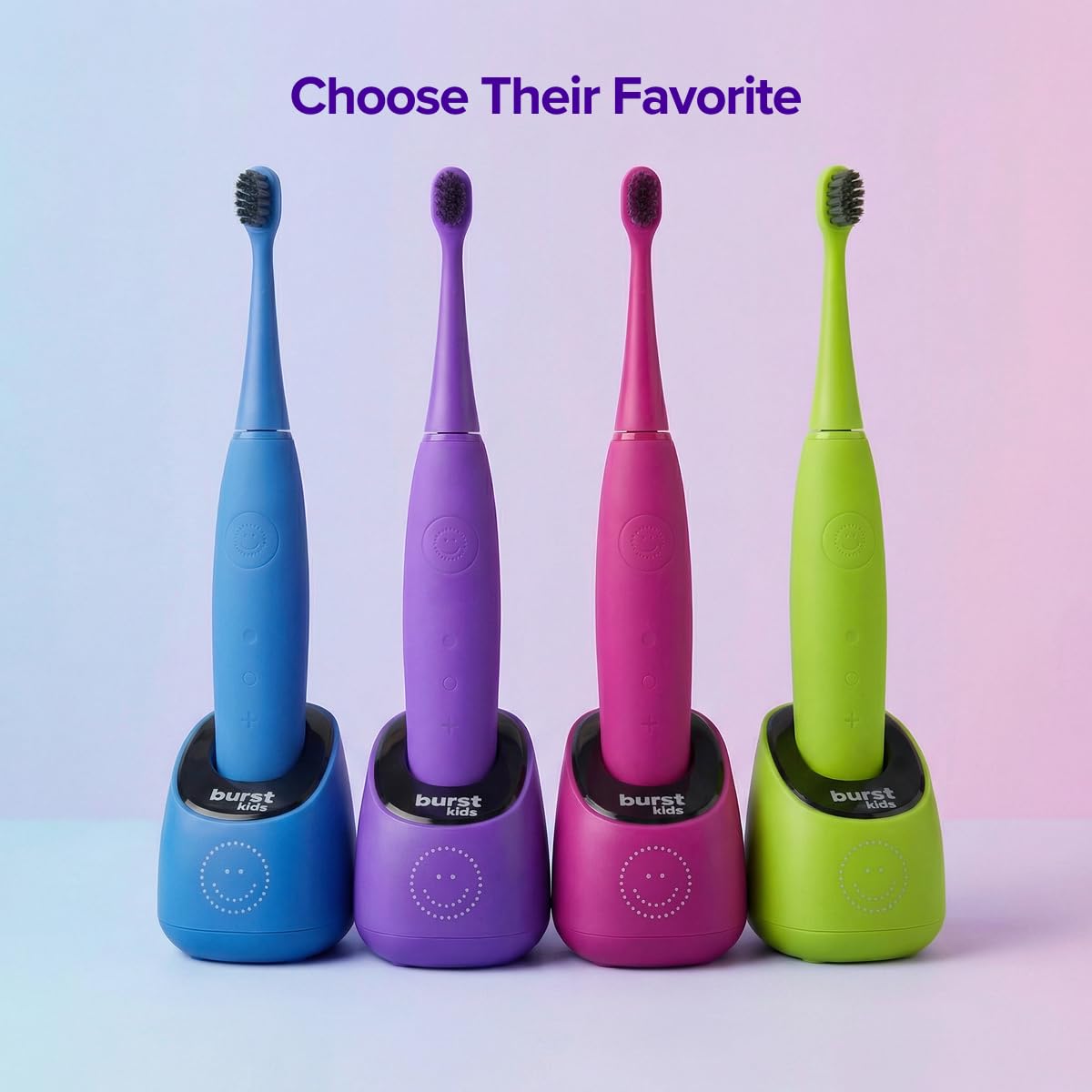 Burst Spazzolino elettrico per bambini e bambini (verde) | Setole morbide | Timer da due minuti, batteria ricaricabile, manico in silicone facile da impugnare, 2 modalità per sorrisi sani, età 3+