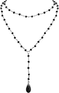 Gothic Layered Black Red Choker, Dainty Y Necklace, Bead teardrop Choker, Gothic Goth Necklace, Christmas Jewelry Gift for Women