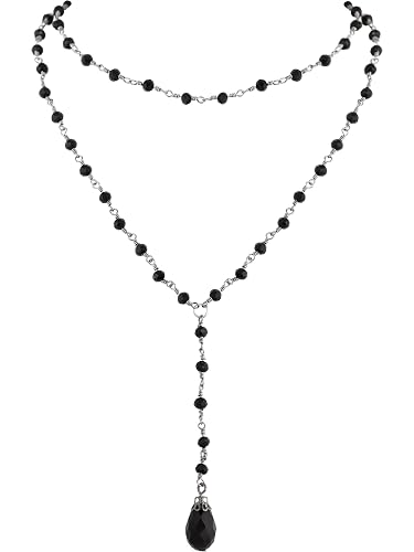 Sacina Gothic Layered Black Red Choker, Dainty Y Necklace, Bead teardrop Choker, Gothic Goth Necklace, Christmas Jewelry Gift for Women
