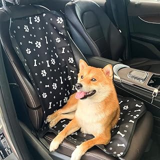 Waterproof Dog Car Seat Cover, Single Front Seat Pet Car Seat Protector with Paw Print, Non Slip Scratch Resistant Automotive Seat Mat for Small Medium Dogs