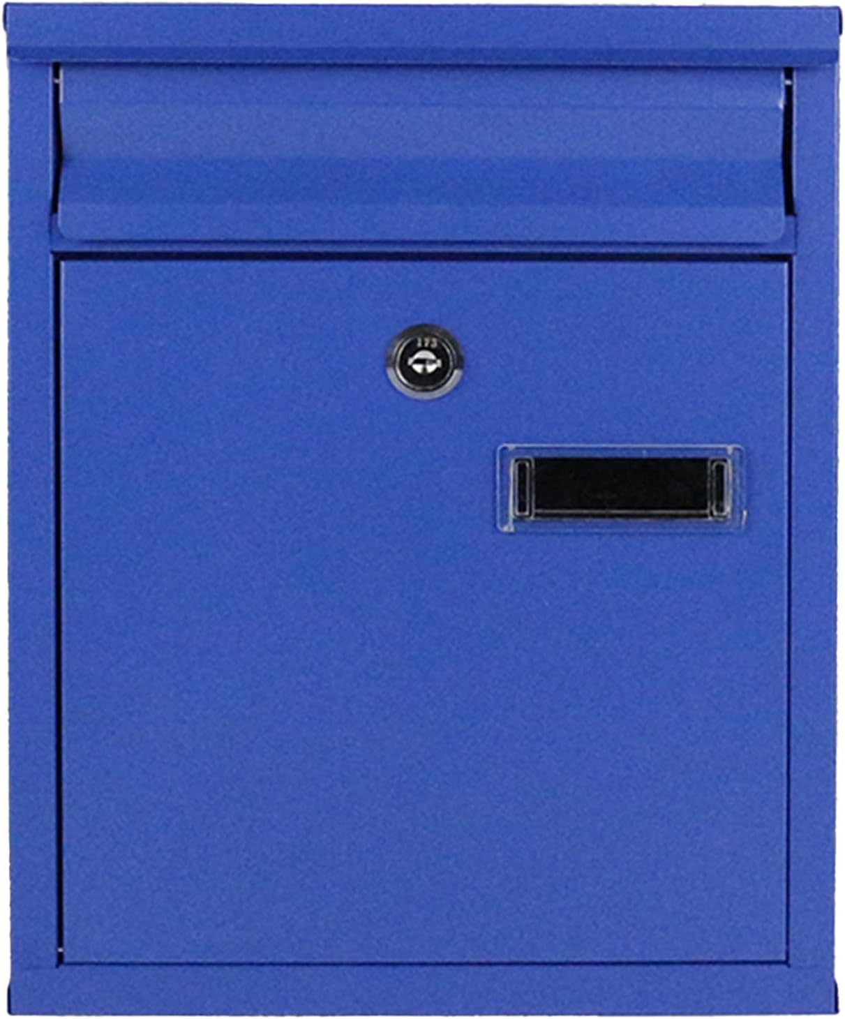 Small Lockable Mailbox, Galvanized Sheet Drop Box for Mails, Newspapers, and Cards, Outdoor House Mailbox with Key Lock (Blue)