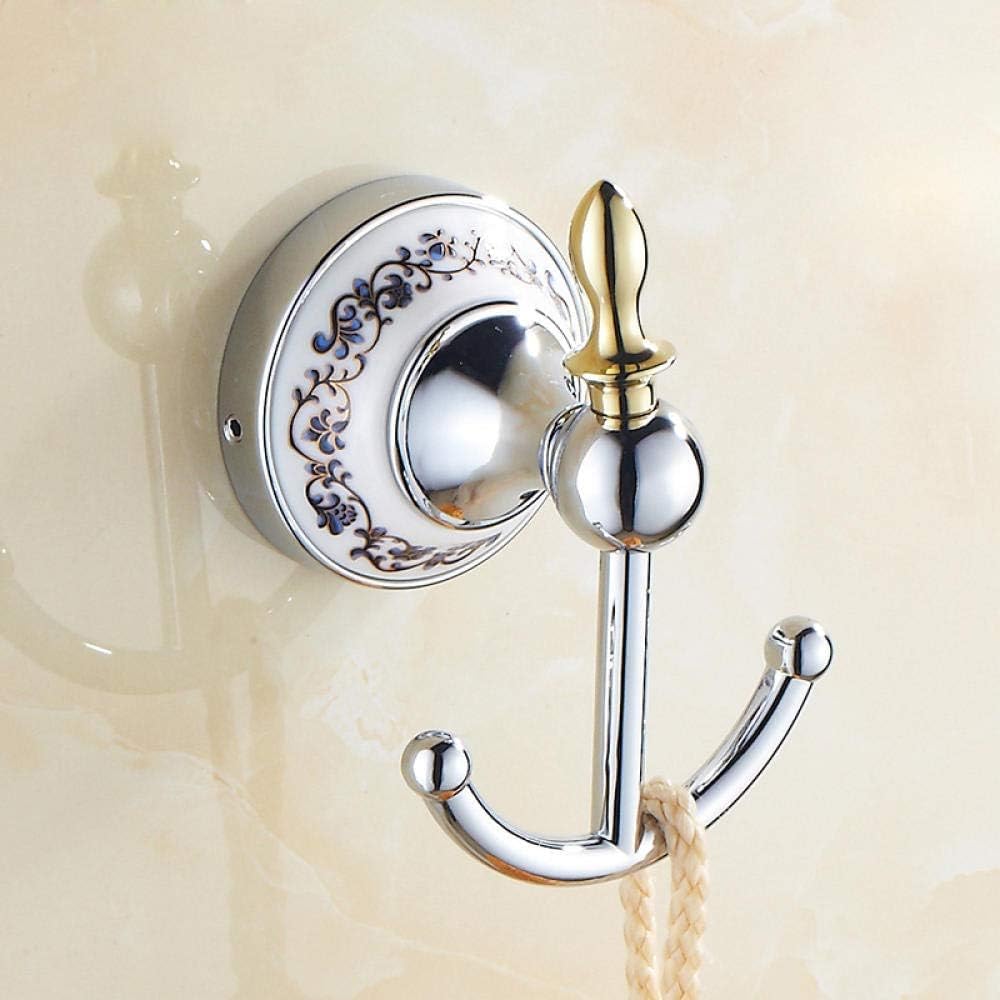 YATUOPNG Self Adhesive Hooks-Single Coat Hat Hanger Antique Single Double Clothes Hooks Wall Mounted Brass with Porcelain Towel Rack Hook Robe Ho