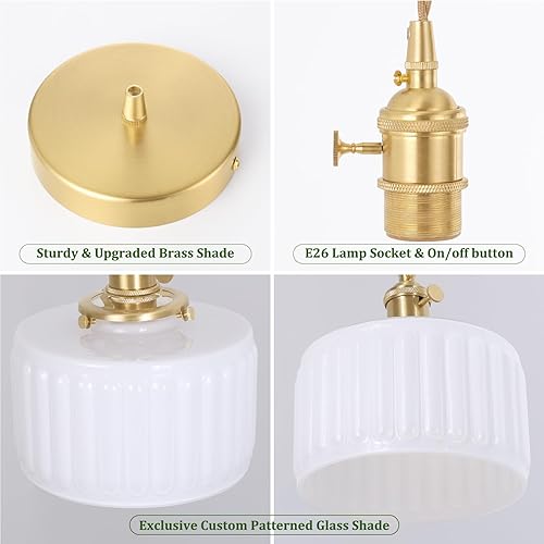 Miniatura 39 de Lámpara colgante con pantalla de cristal ámbar Scindapsus de cristal, lámpara colgante vintage de latón, luz colgante ajustable para cocina, isla