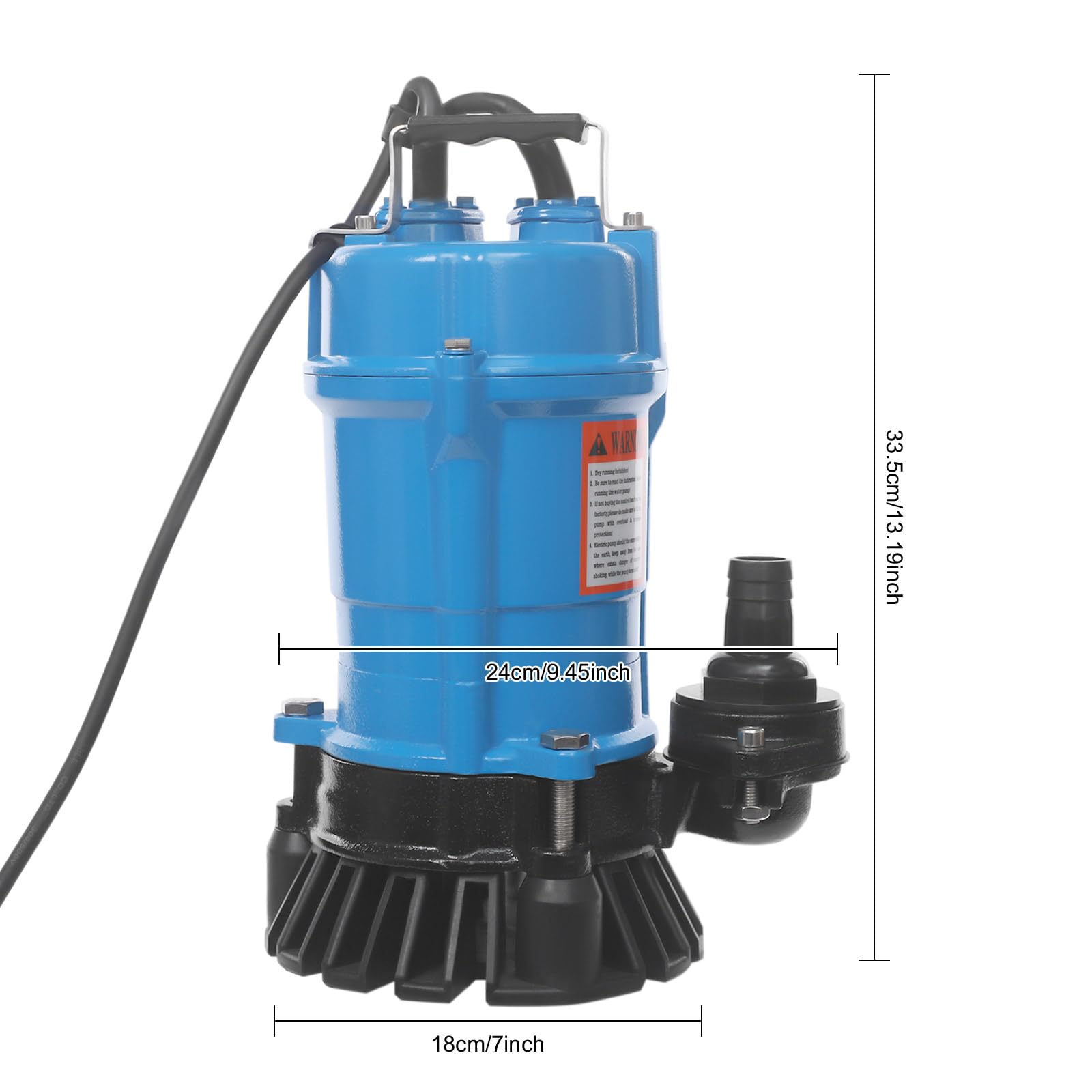 Schmutzwasserpumpe 0.55 kW, Tauchpumpe für Schmutzwasser mit IP68-Schutz