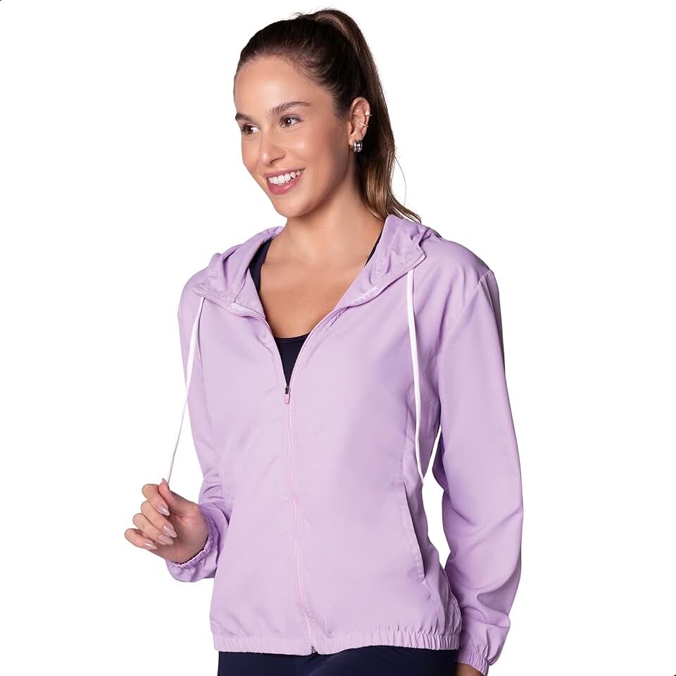 Jaqueta Corta Vento Feminina Impermeável Capuz Bolso Selene
