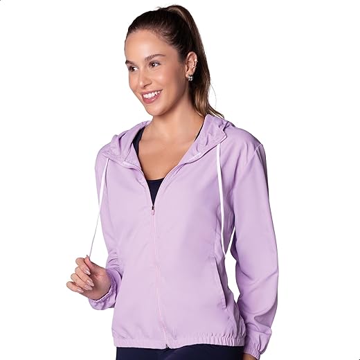 Jaqueta Corta Vento Feminina Impermeável Capuz Bolso Selene