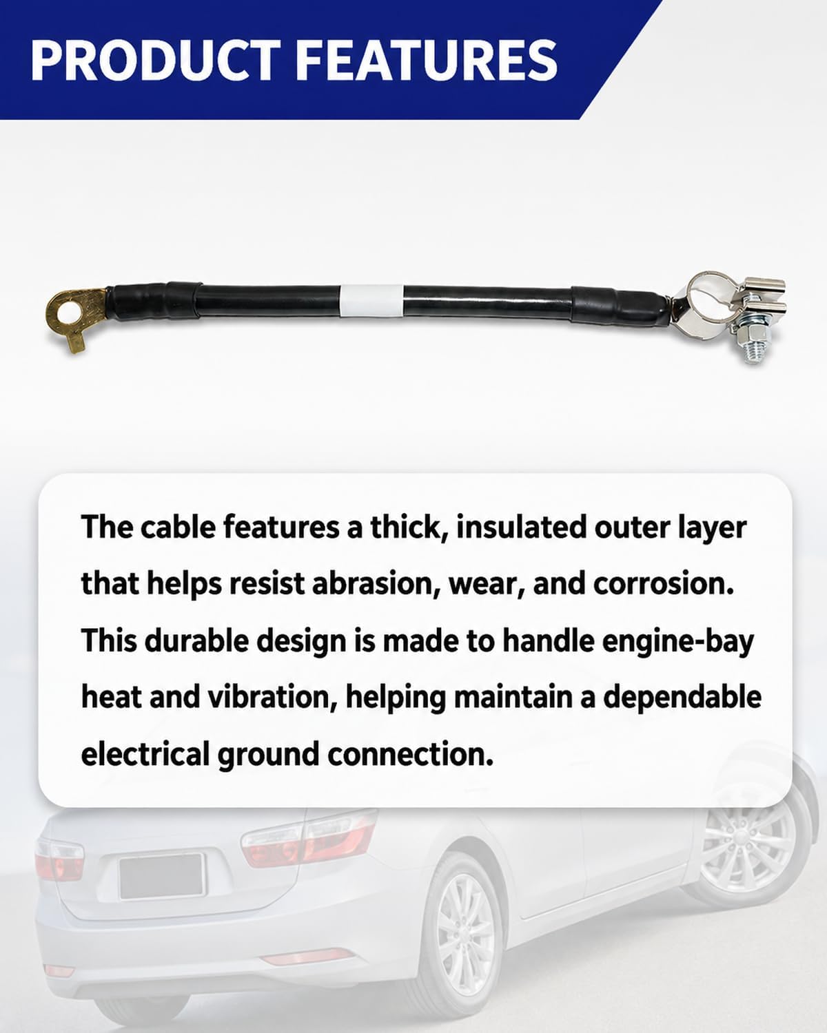 32600-SDB-A00 Negative Battery Ground Cable Assembly for Honda Accord 2003-2007 (2.4L & 3.0L V6) - Pure Copper Cable OE Replacement for 32600SDBA00
