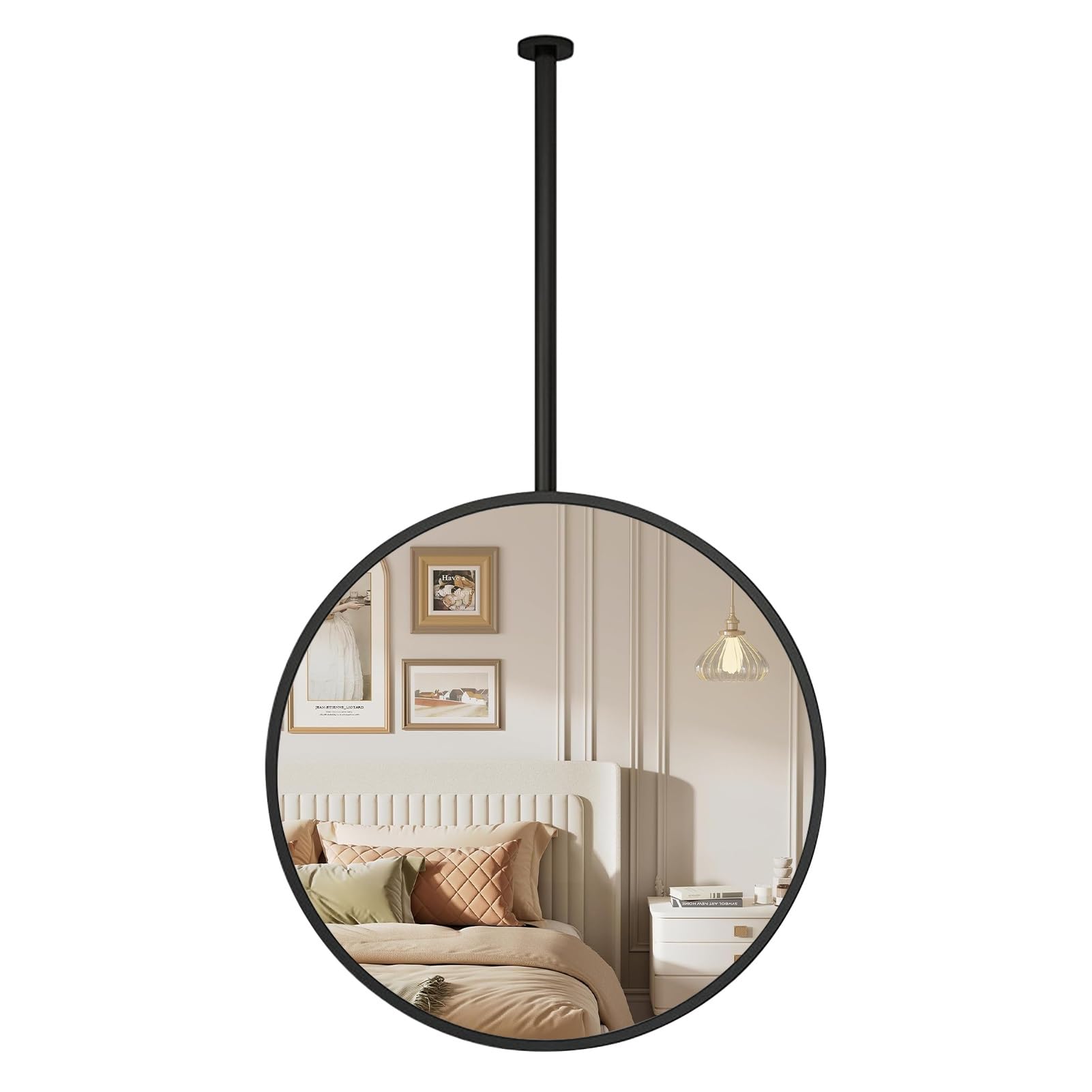 FGXHHS Ceiling Suspended Mirror with Customizable Rod - Floating Bathroom Decorative Solution