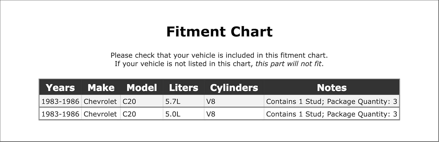 Front Exhaust Manifold Bolt and Spring Compatible With Chevrolet C20 1986 1985 1984 1983 P-3309228