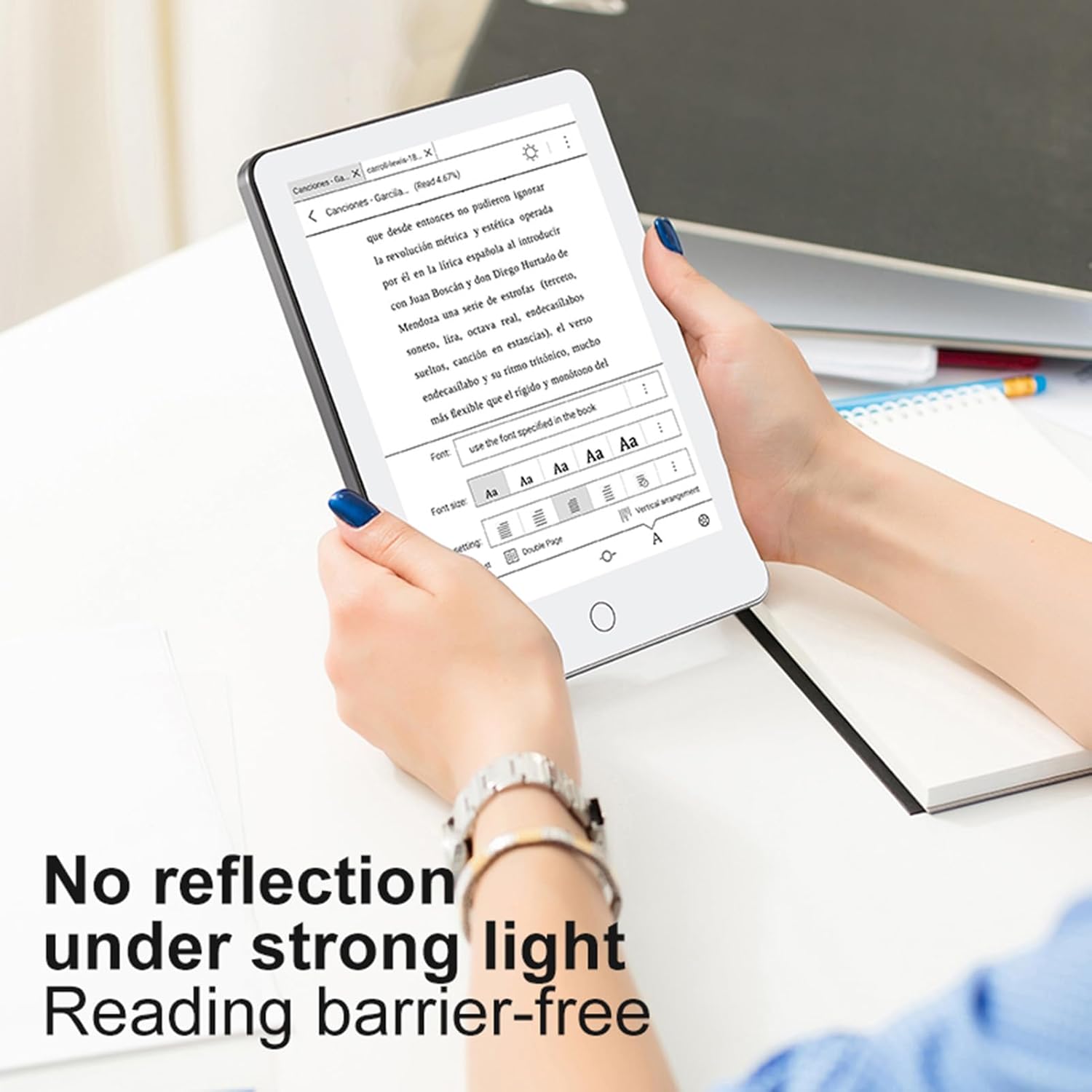 Dpofirs E Book Reader, 6" HD Ink Display, Compact & Lightweight Ebook Reader, 4GB + 64GB, 2500mAh, Bluetooth (White)