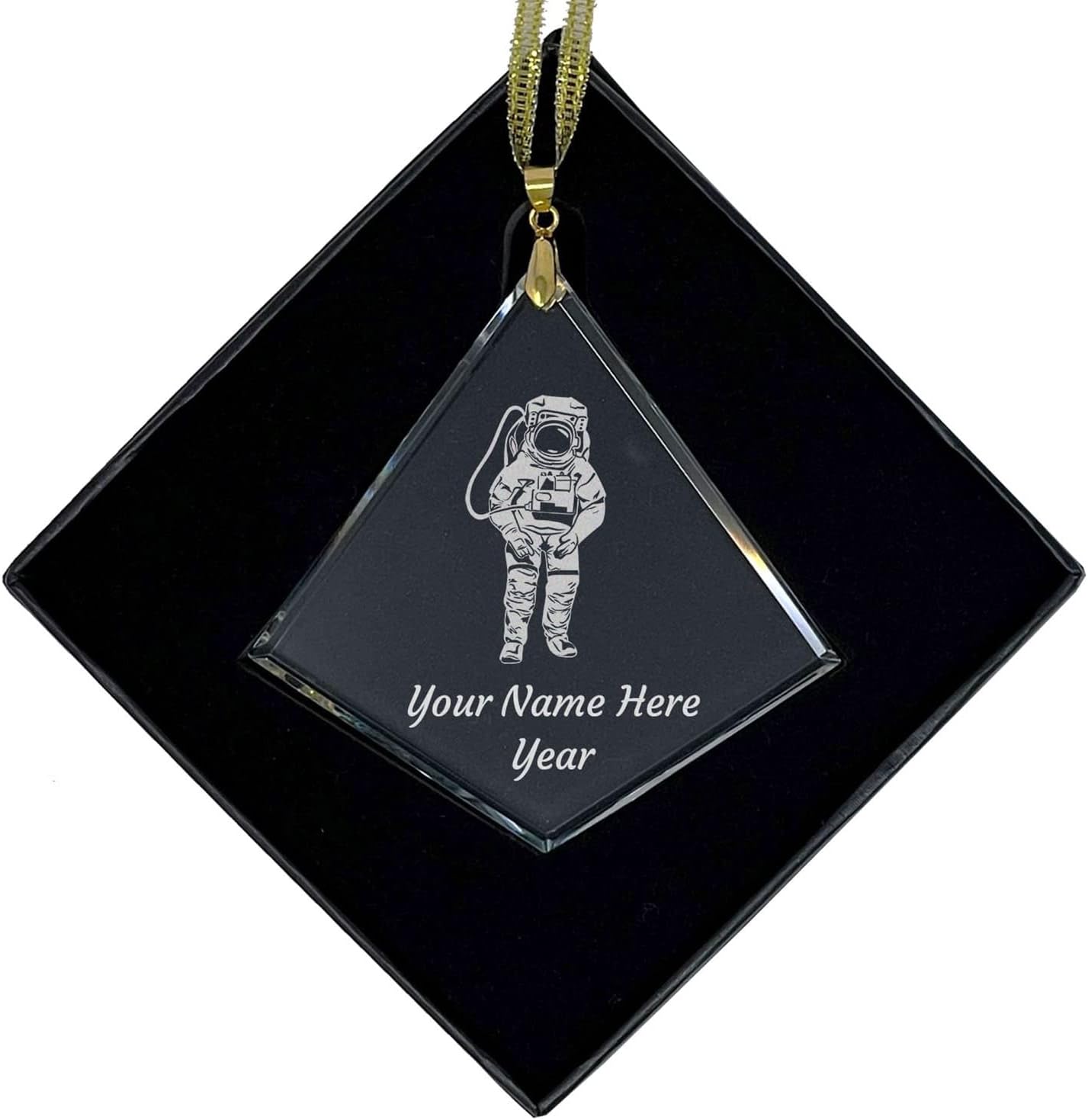 LaserGram Personalized Glass Christmas Ornament, Astronaut, Custom Laser Engraved Gift Idea (Round Shape)